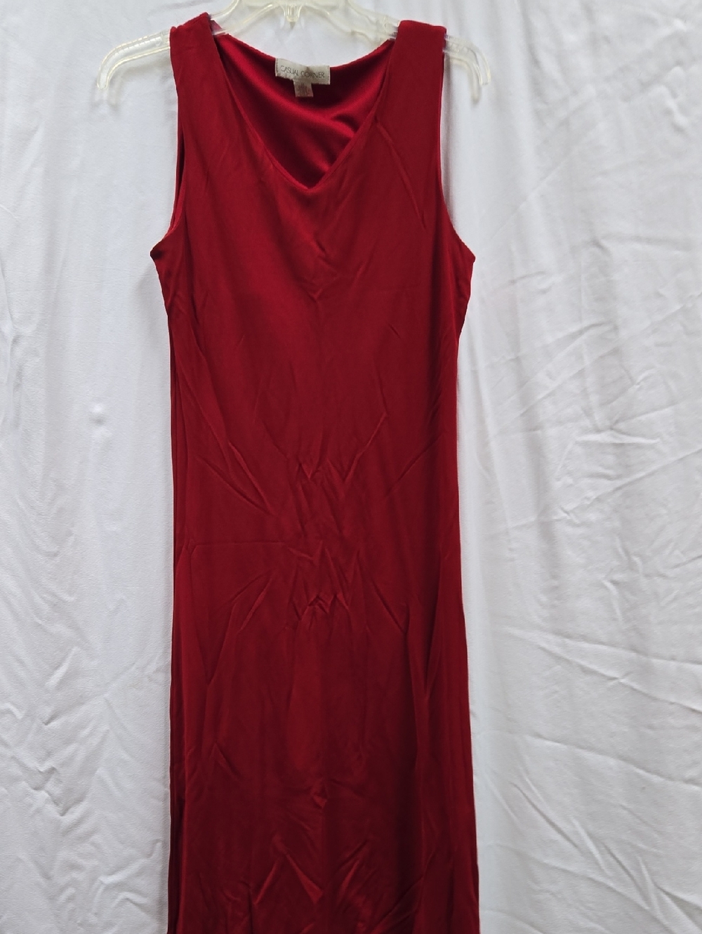 Casual Corner Red Sleeveless V-Neck Maxi Dress